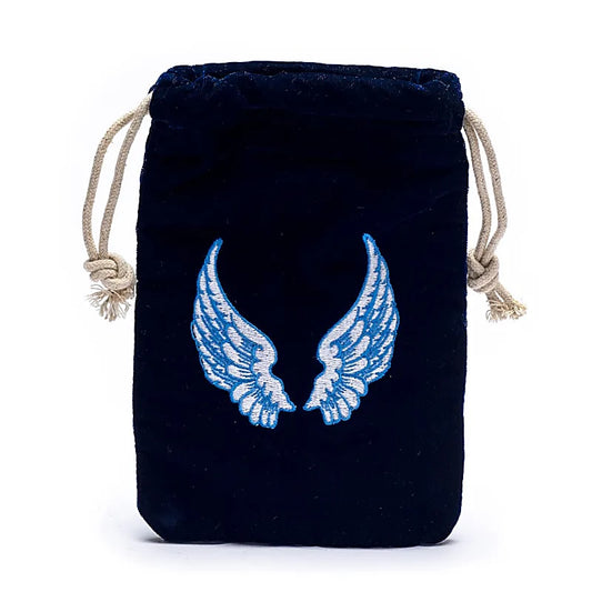 Bolsa de terciopelo con alas de ángel