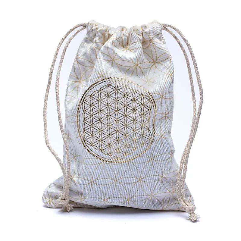 Cotton bag with flower of life white