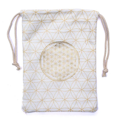 Cotton bag with flower of life white wholesale thumb