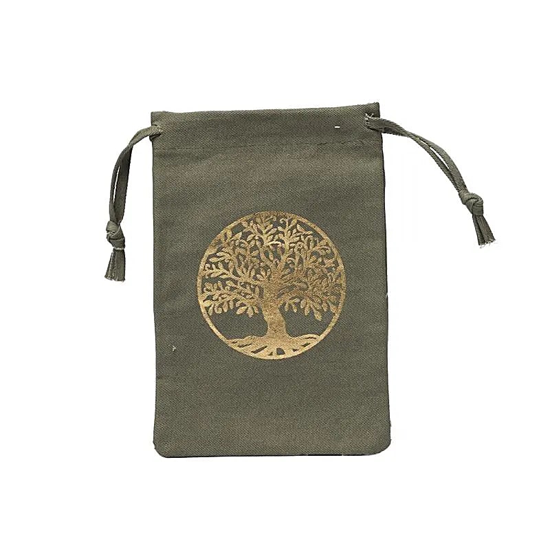 Pochette en coton Arbre de Vie verte (GOTS)