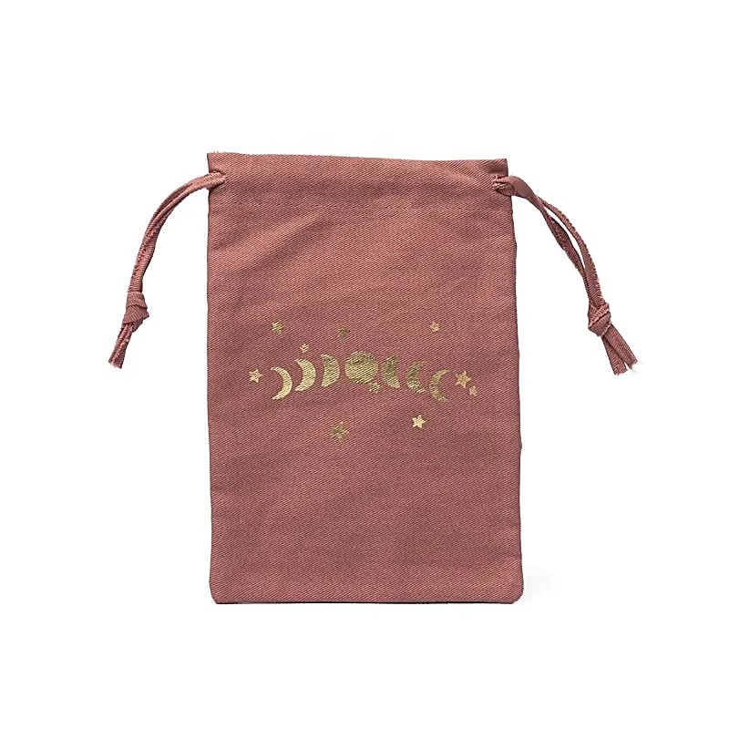 Pochette en coton phases de la lune vieux rose (GOTS)