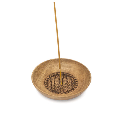 Räucherhalter Schale Blume des Lebens Mangoholz großhandel thumb