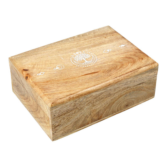 Caja para Tarot Árbol de la Vida Madera de Mango blanqueada