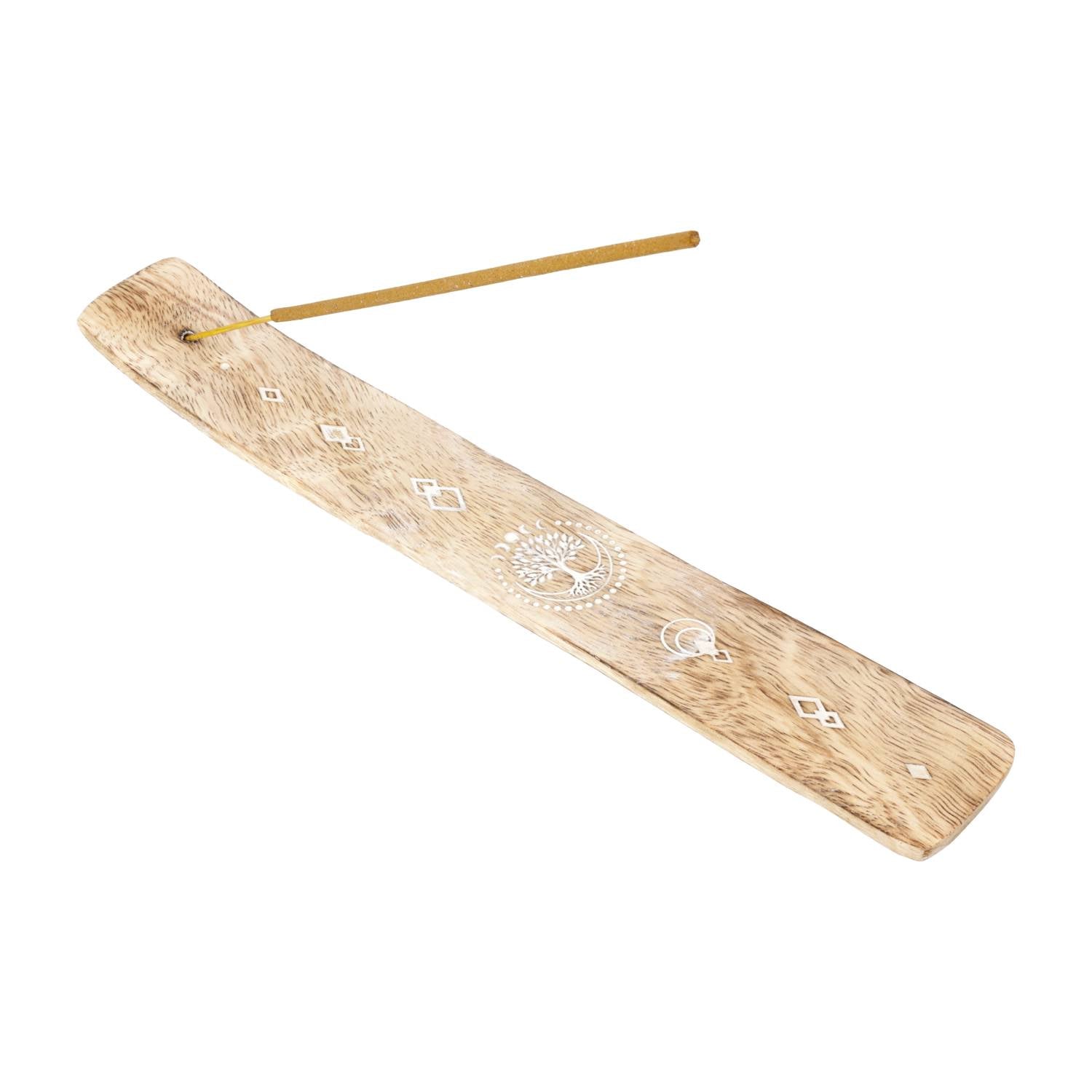 Wierookhouder Levensboom Mangohout Whitewash - 9068
