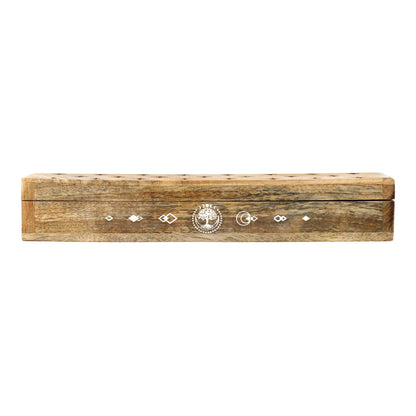 Comprar Quemador de incienso cofre Árbol de la Vida madera de mango whitewash thumb