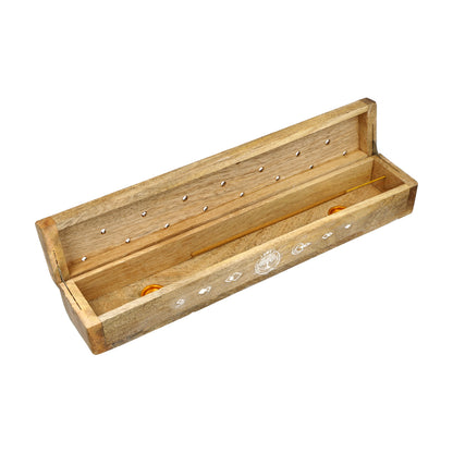 Wierookbrander kistje Levensboom mangohout whitewash Hout thumb