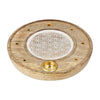 Porte-Encens Rond Fleur de Vie Bois de Manguier blanchi
