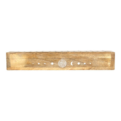 Comprar Quemador de incienso cofre Flor de la Vida madera de mango whitewash thumb