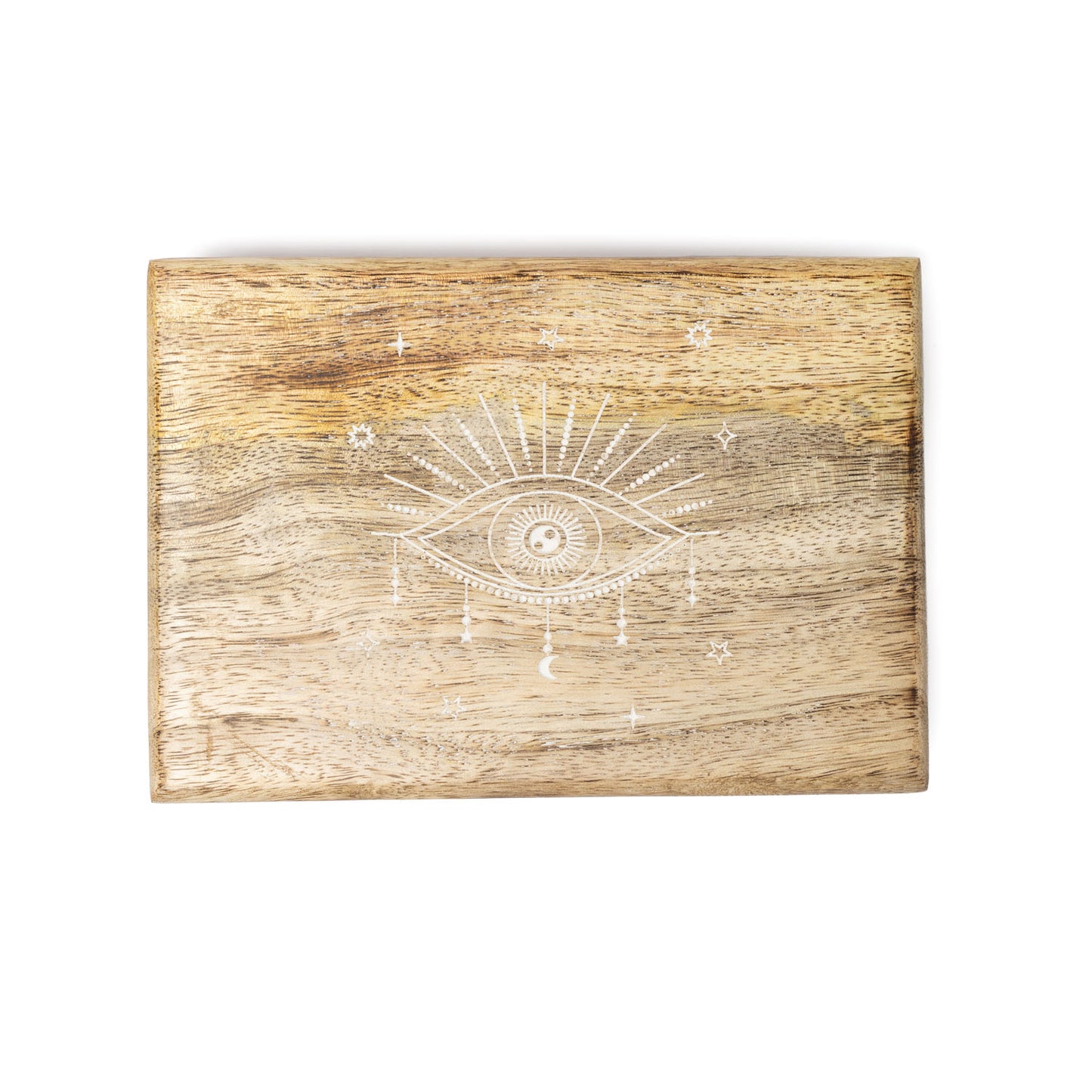 Tarot Box All-Seeing Eye Whitewashed Mango Wood