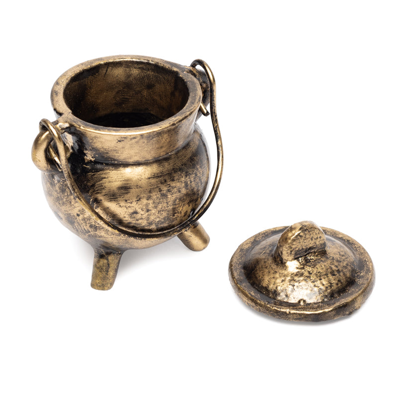 Cauldron (heksenketel) gietijzer goudkleurig klein