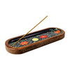 Portaincienso/platito madera de mango motivo floral negro