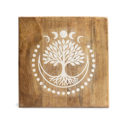 Altaartafeltje vierkant Levensboom motief mangohout whitewash groothandel thumb