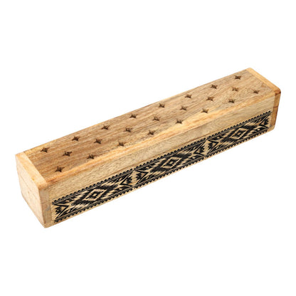 Wierookbrander kistje tribal mangohout thumb
