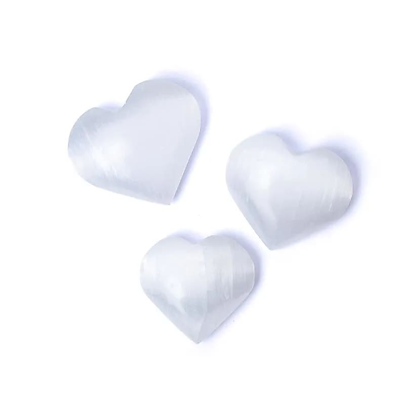 Piedra para el pulgar Corazón de selenita blanca