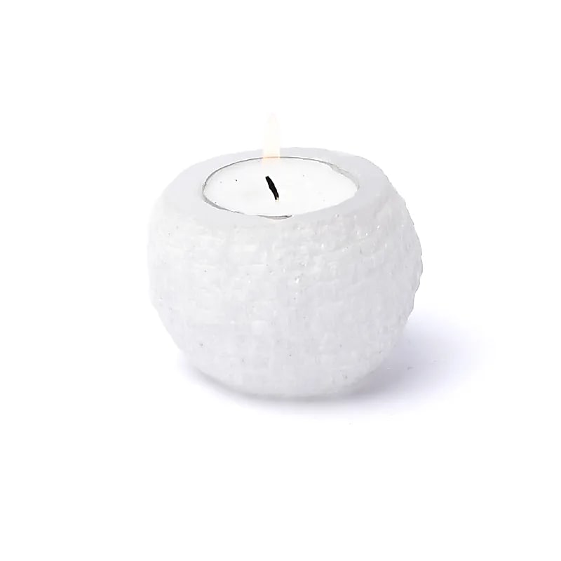 Porte-bougie boule de neige en sélénite de gros