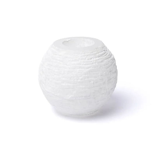 Porte-bougie boule de neige en sélénite
