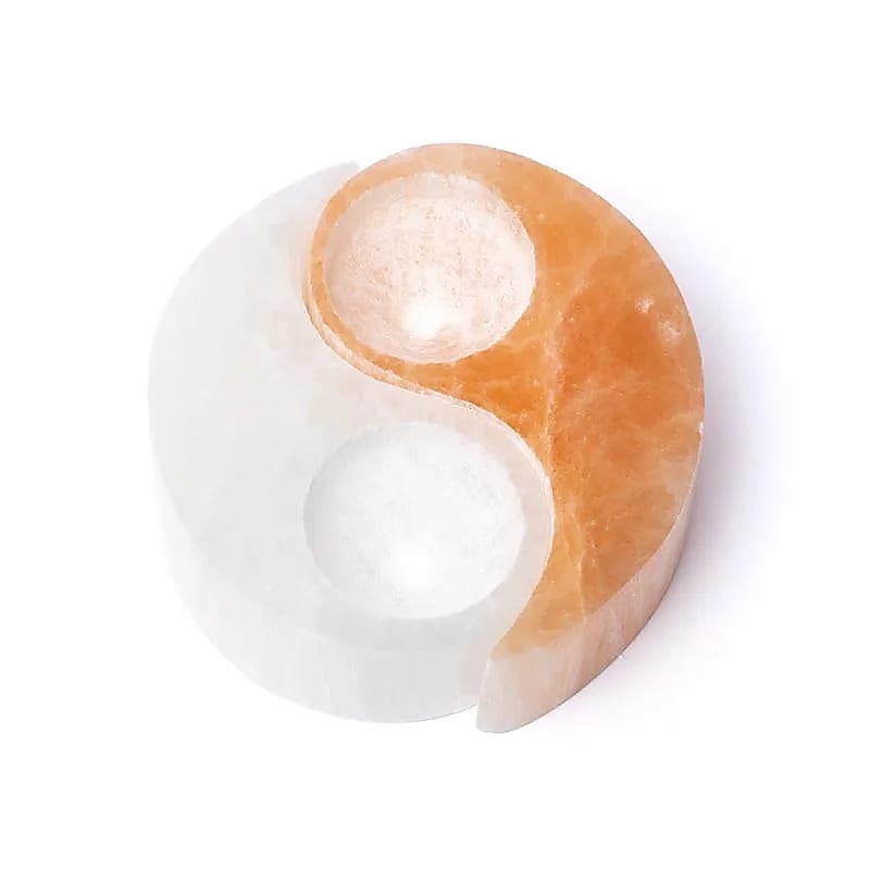 Buy Selenite tealight holder Yin &amp; Yang