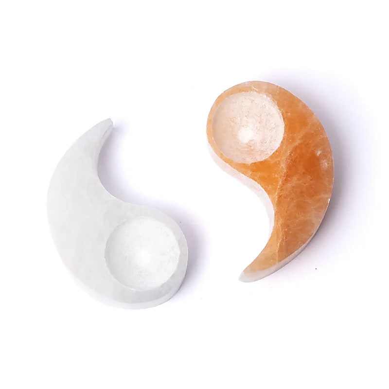 Selenite tealight holder Yin &amp; Yang wholesale