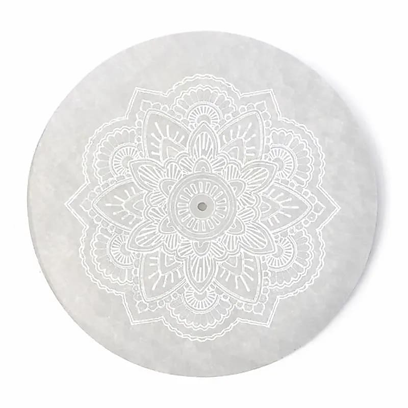 Porta incenso in selenite mandala rotondo