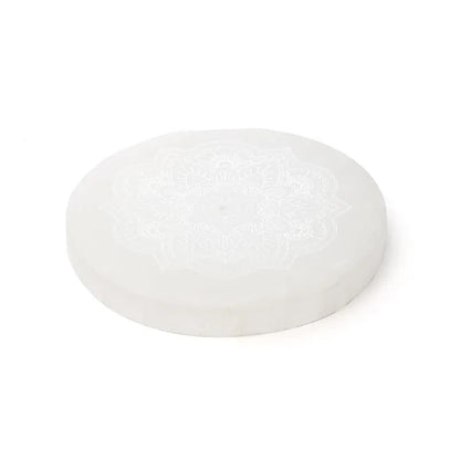 Porta incenso in selenite mandala rotondo thumb