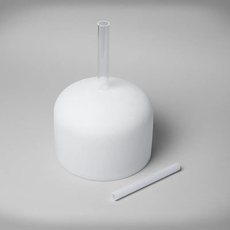 Klangschale Kristall weiss mit Griff B-Ton 432 Hz