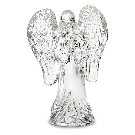 Hermoso ángel de cristal con alas esmeriladas