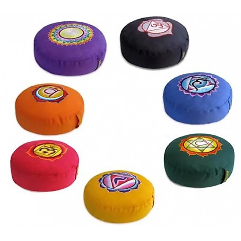 Cojines de meditación SET 1 de 7 cojines chakra bordados