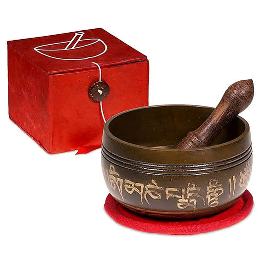 Campana tibetana Om set regalo rosso