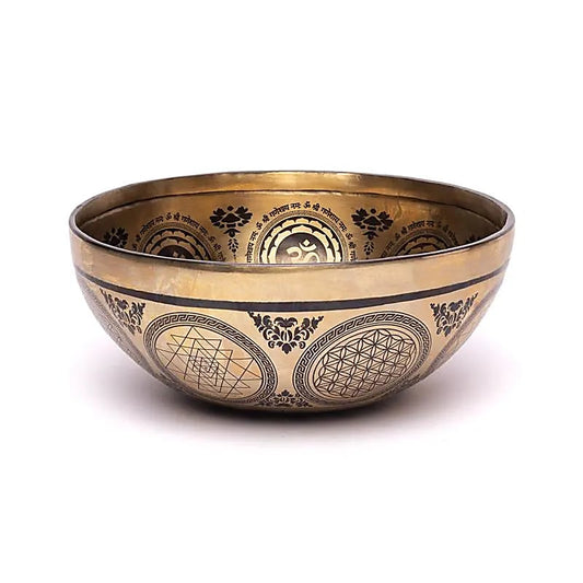 Laser-engraved singing bowl Ganesha