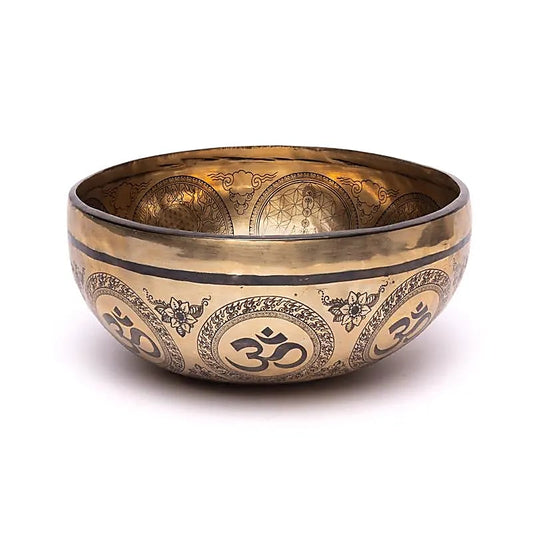 Laser-engraved singing bowl Chakra Flower of Life