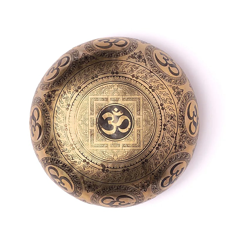 Laser-engraved singing bowl Chakra Flower of Life