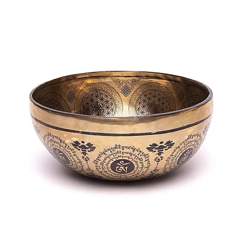 Campana tibetana incisa al laser Fiore della vita