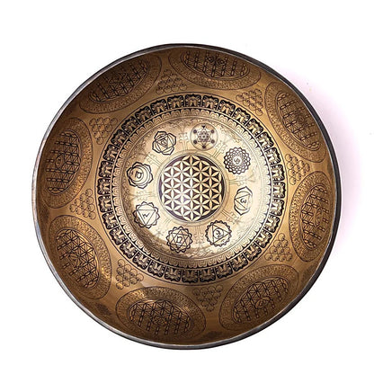Campana tibetana incisa al laser Fiore della vita all’ingrosso thumb
