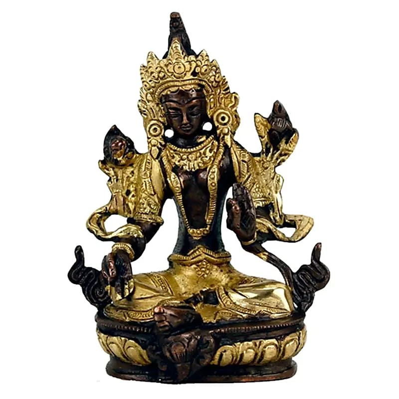 Grüne Tara Statue Messing/goldfarben