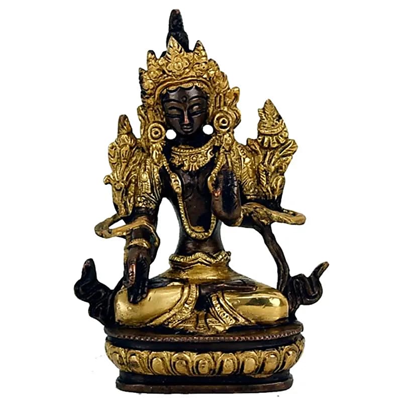 Weiße Tara Statue Messing/goldfarben