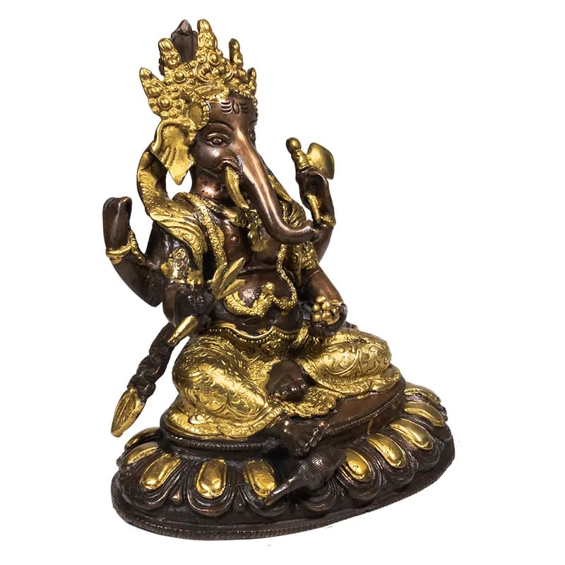 Ganesh auf Lotus Messing 2-farbig