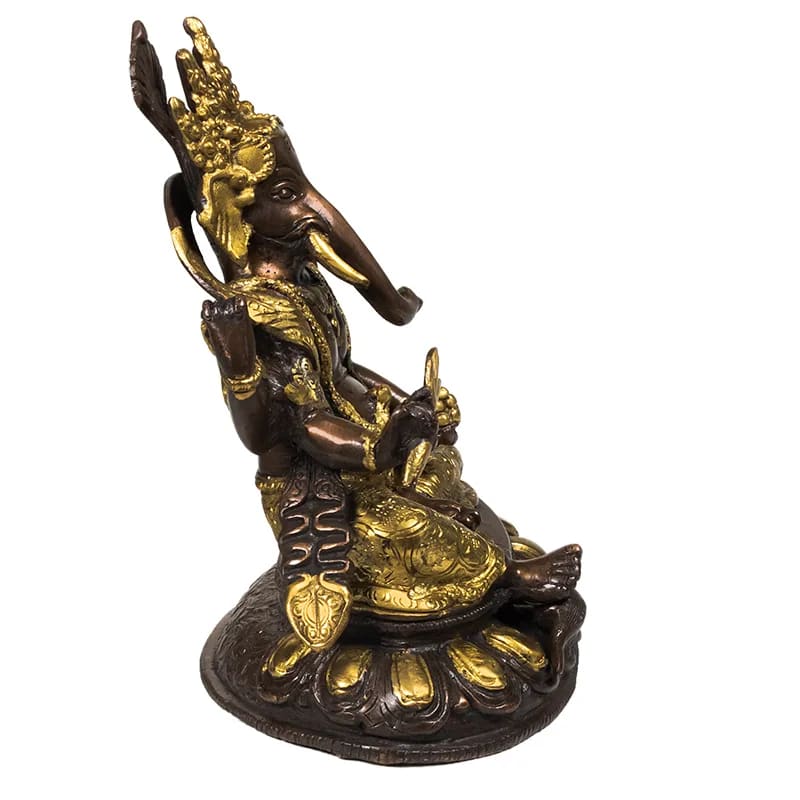 Ganesh auf Lotus Messing 2-farbig