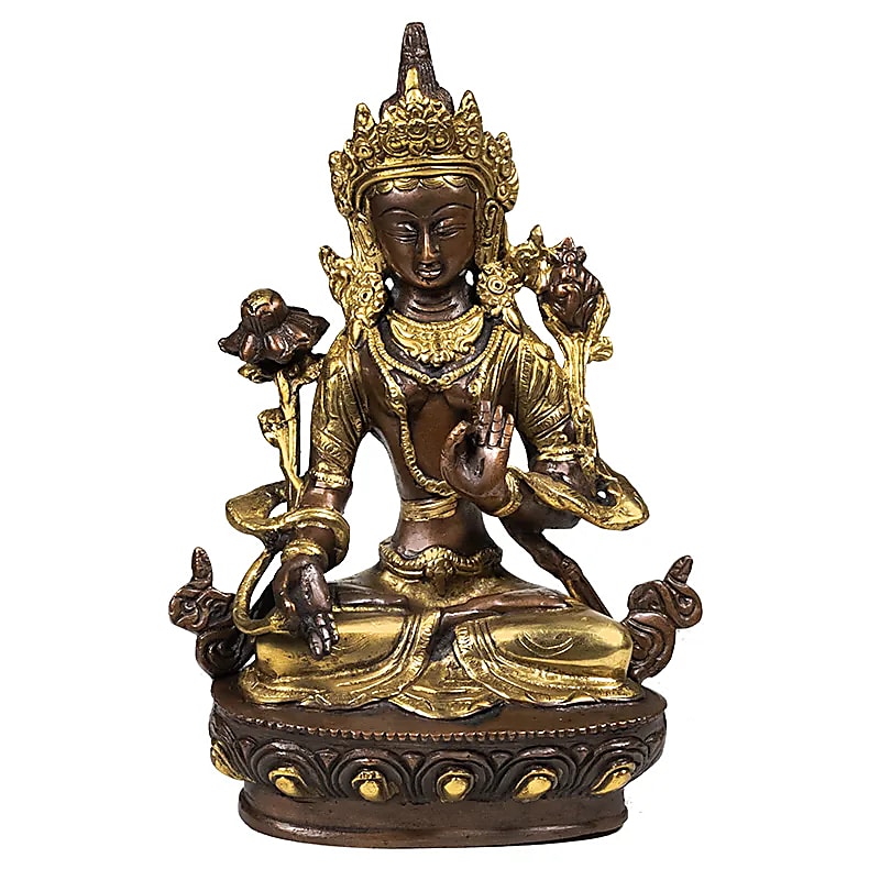 Weiße Tara Statue Messing/goldfarben